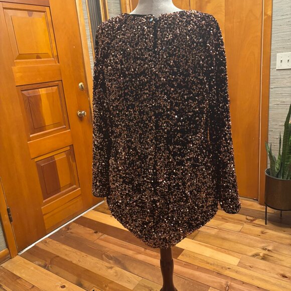 Black w/Rosegold Sequin Formal Top XL - Picture 3 of 4
